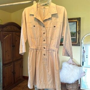 Free People Beige Cotton Mini Dress